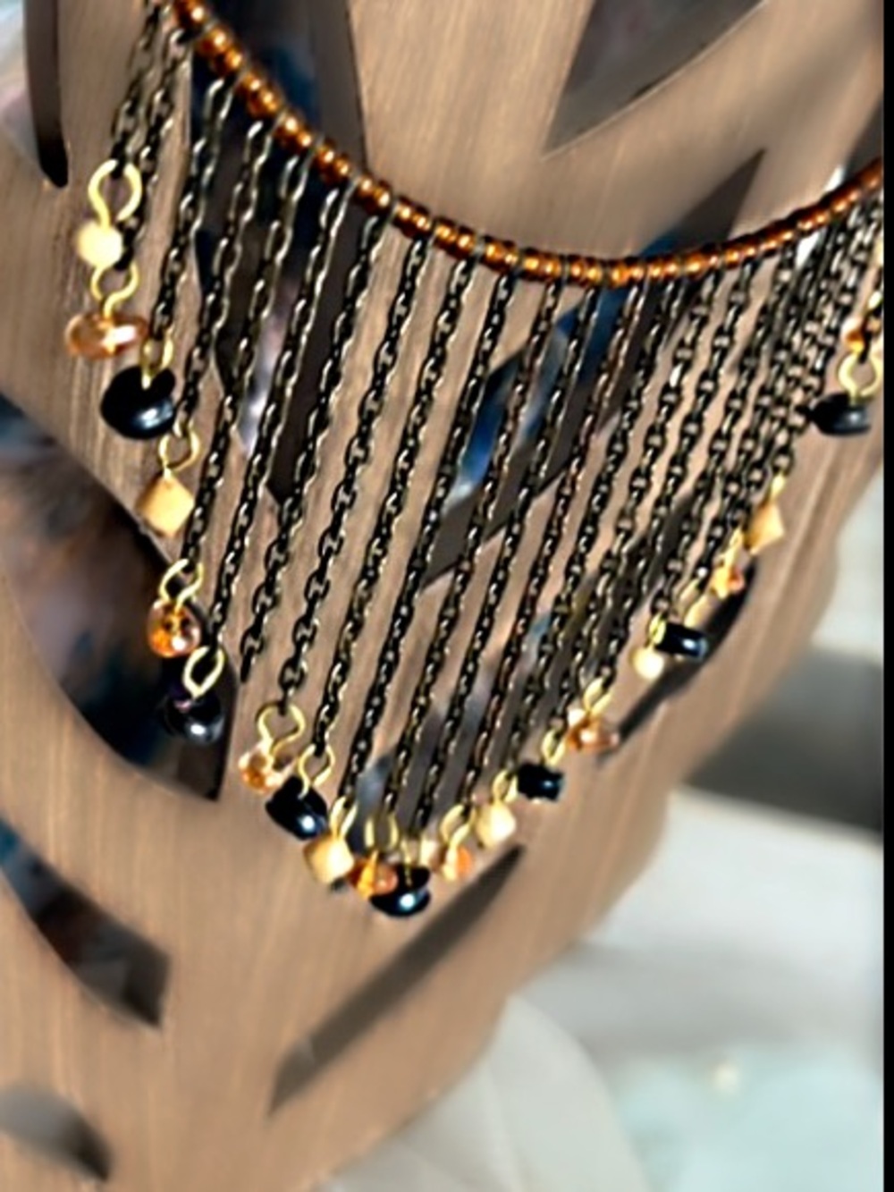 Boho Fringe Beaded Bib Designed Necklace